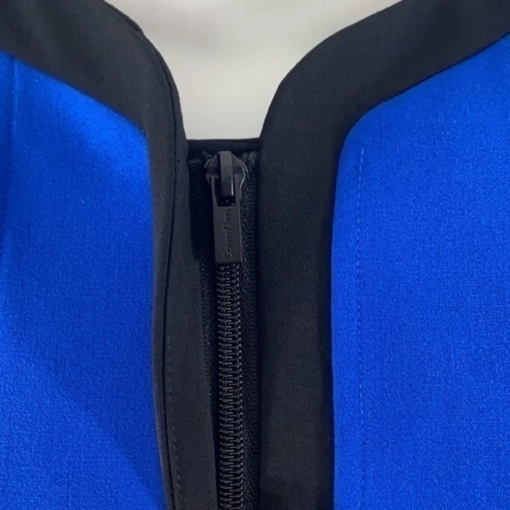 Calvin Klein cobalt blue black trim zipper jacket